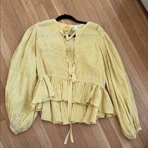 LPA Light Yellow Ruffled Blouse